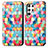 Custodia Portafoglio In Pelle Fantasia Modello Cover con Supporto S03D per Samsung Galaxy S22 Ultra 5G Colorato