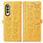 Custodia Portafoglio In Pelle Fantasia Modello Cover con Supporto S03D per Samsung Galaxy Z Fold3 5G Giallo