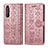 Custodia Portafoglio In Pelle Fantasia Modello Cover con Supporto S03D per Sony Xperia 1 II Oro Rosa