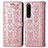 Custodia Portafoglio In Pelle Fantasia Modello Cover con Supporto S03D per Sony Xperia 1 III Oro Rosa