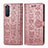Custodia Portafoglio In Pelle Fantasia Modello Cover con Supporto S03D per Sony Xperia 5 II Oro Rosa