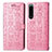 Custodia Portafoglio In Pelle Fantasia Modello Cover con Supporto S03D per Sony Xperia 5 III Rosa