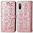 Custodia Portafoglio In Pelle Fantasia Modello Cover con Supporto S03D per Sony Xperia Ace II Oro Rosa