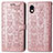 Custodia Portafoglio In Pelle Fantasia Modello Cover con Supporto S03D per Sony Xperia Ace III Oro Rosa