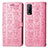 Custodia Portafoglio In Pelle Fantasia Modello Cover con Supporto S03D per Vivo Y12s Rosa