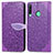 Custodia Portafoglio In Pelle Fantasia Modello Cover con Supporto S04D per Huawei P40 Lite E Viola