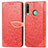 Custodia Portafoglio In Pelle Fantasia Modello Cover con Supporto S04D per Huawei Y7p Rosso
