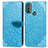 Custodia Portafoglio In Pelle Fantasia Modello Cover con Supporto S04D per Motorola Moto E40 Blu