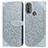 Custodia Portafoglio In Pelle Fantasia Modello Cover con Supporto S04D per Motorola Moto E40 Grigio