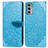 Custodia Portafoglio In Pelle Fantasia Modello Cover con Supporto S04D per Motorola Moto Edge 20 5G Blu
