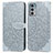 Custodia Portafoglio In Pelle Fantasia Modello Cover con Supporto S04D per Motorola Moto Edge 20 5G Grigio