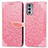 Custodia Portafoglio In Pelle Fantasia Modello Cover con Supporto S04D per Motorola Moto Edge 20 5G Oro Rosa