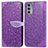 Custodia Portafoglio In Pelle Fantasia Modello Cover con Supporto S04D per Motorola Moto Edge 20 5G Viola