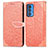 Custodia Portafoglio In Pelle Fantasia Modello Cover con Supporto S04D per Motorola Moto Edge 20 Pro 5G Arancione