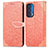 Custodia Portafoglio In Pelle Fantasia Modello Cover con Supporto S04D per Motorola Moto Edge (2021) 5G Arancione