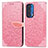 Custodia Portafoglio In Pelle Fantasia Modello Cover con Supporto S04D per Motorola Moto Edge (2021) 5G Oro Rosa