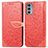 Custodia Portafoglio In Pelle Fantasia Modello Cover con Supporto S04D per Motorola Moto Edge Lite 5G Rosso