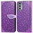 Custodia Portafoglio In Pelle Fantasia Modello Cover con Supporto S04D per Motorola Moto Edge Lite 5G Viola