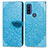 Custodia Portafoglio In Pelle Fantasia Modello Cover con Supporto S04D per Motorola Moto G Pure Blu