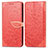 Custodia Portafoglio In Pelle Fantasia Modello Cover con Supporto S04D per Motorola Moto G Pure Rosso