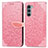 Custodia Portafoglio In Pelle Fantasia Modello Cover con Supporto S04D per Motorola Moto G200 5G Oro Rosa
