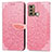 Custodia Portafoglio In Pelle Fantasia Modello Cover con Supporto S04D per Motorola Moto G60 Oro Rosa