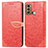 Custodia Portafoglio In Pelle Fantasia Modello Cover con Supporto S04D per Motorola Moto G60 Rosso