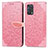 Custodia Portafoglio In Pelle Fantasia Modello Cover con Supporto S04D per Oppo A74 4G Oro Rosa