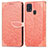 Custodia Portafoglio In Pelle Fantasia Modello Cover con Supporto S04D per Samsung Galaxy M21s Arancione
