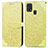 Custodia Portafoglio In Pelle Fantasia Modello Cover con Supporto S04D per Samsung Galaxy M21s Giallo