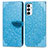 Custodia Portafoglio In Pelle Fantasia Modello Cover con Supporto S04D per Samsung Galaxy M23 5G Blu