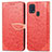Custodia Portafoglio In Pelle Fantasia Modello Cover con Supporto S04D per Samsung Galaxy M31 Rosso