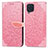 Custodia Portafoglio In Pelle Fantasia Modello Cover con Supporto S04D per Samsung Galaxy M32 4G Oro Rosa