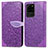 Custodia Portafoglio In Pelle Fantasia Modello Cover con Supporto S04D per Samsung Galaxy S20 Ultra 5G Viola