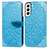 Custodia Portafoglio In Pelle Fantasia Modello Cover con Supporto S04D per Samsung Galaxy S21 Plus 5G Blu