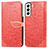 Custodia Portafoglio In Pelle Fantasia Modello Cover con Supporto S04D per Samsung Galaxy S21 Plus 5G Rosso