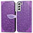 Custodia Portafoglio In Pelle Fantasia Modello Cover con Supporto S04D per Samsung Galaxy S21 Plus 5G Viola