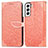 Custodia Portafoglio In Pelle Fantasia Modello Cover con Supporto S04D per Samsung Galaxy S22 5G Arancione