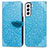 Custodia Portafoglio In Pelle Fantasia Modello Cover con Supporto S04D per Samsung Galaxy S22 5G Blu