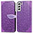 Custodia Portafoglio In Pelle Fantasia Modello Cover con Supporto S04D per Samsung Galaxy S22 5G Viola