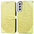 Custodia Portafoglio In Pelle Fantasia Modello Cover con Supporto S04D per Samsung Galaxy S23 Plus 5G Giallo