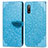 Custodia Portafoglio In Pelle Fantasia Modello Cover con Supporto S04D per Sony Xperia Ace II Blu