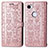 Custodia Portafoglio In Pelle Fantasia Modello Cover con Supporto S05D per Google Pixel 3a XL Oro Rosa