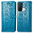 Custodia Portafoglio In Pelle Fantasia Modello Cover con Supporto S05D per Oppo Reno5 A Blu