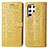 Custodia Portafoglio In Pelle Fantasia Modello Cover con Supporto S05D per Samsung Galaxy S21 Ultra 5G Giallo