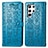 Custodia Portafoglio In Pelle Fantasia Modello Cover con Supporto S05D per Samsung Galaxy S22 Ultra 5G Blu