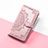 Custodia Portafoglio In Pelle Fantasia Modello Cover con Supporto S07D per Google Pixel 4 Oro Rosa