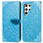 Custodia Portafoglio In Pelle Fantasia Modello Cover con Supporto S07D per Samsung Galaxy S22 Ultra 5G Blu