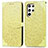 Custodia Portafoglio In Pelle Fantasia Modello Cover con Supporto S07D per Samsung Galaxy S22 Ultra 5G Giallo