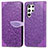 Custodia Portafoglio In Pelle Fantasia Modello Cover con Supporto S07D per Samsung Galaxy S22 Ultra 5G Viola